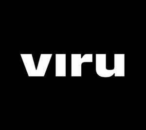 White Viru Keskus logo in a black background